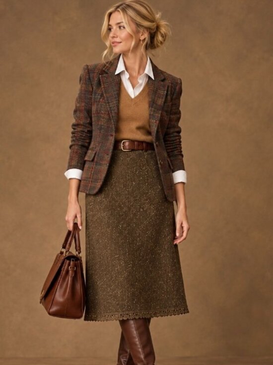Banana Republic Factory Dresses & Skirts - Banana Republic olive green tweed midi SZ 8 equestrian Ralph Lauren inspo